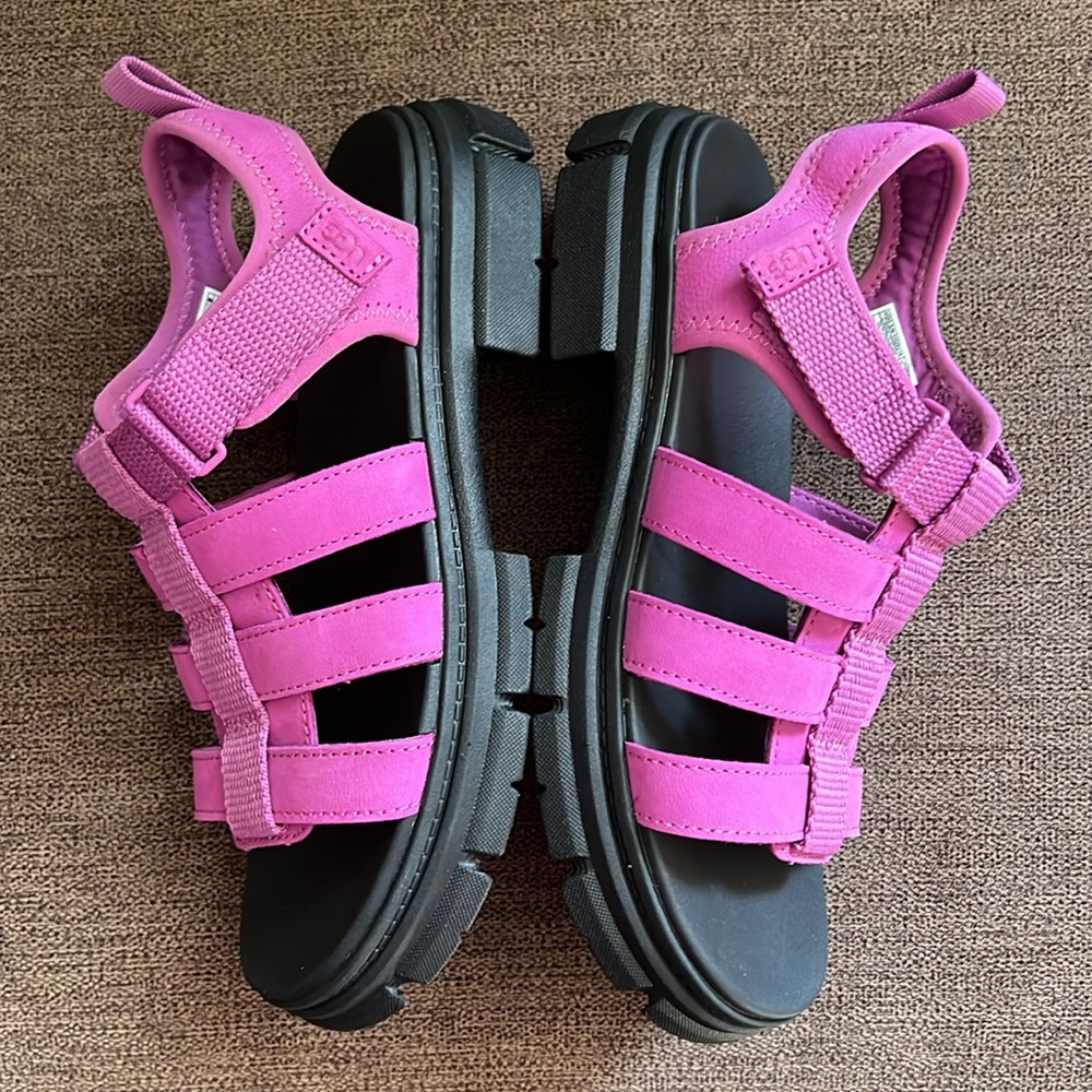 New UGG Ashton Multistrap Chunky Sandals Girls Size 4 (Youth) in Pink - Picture 7 of 14